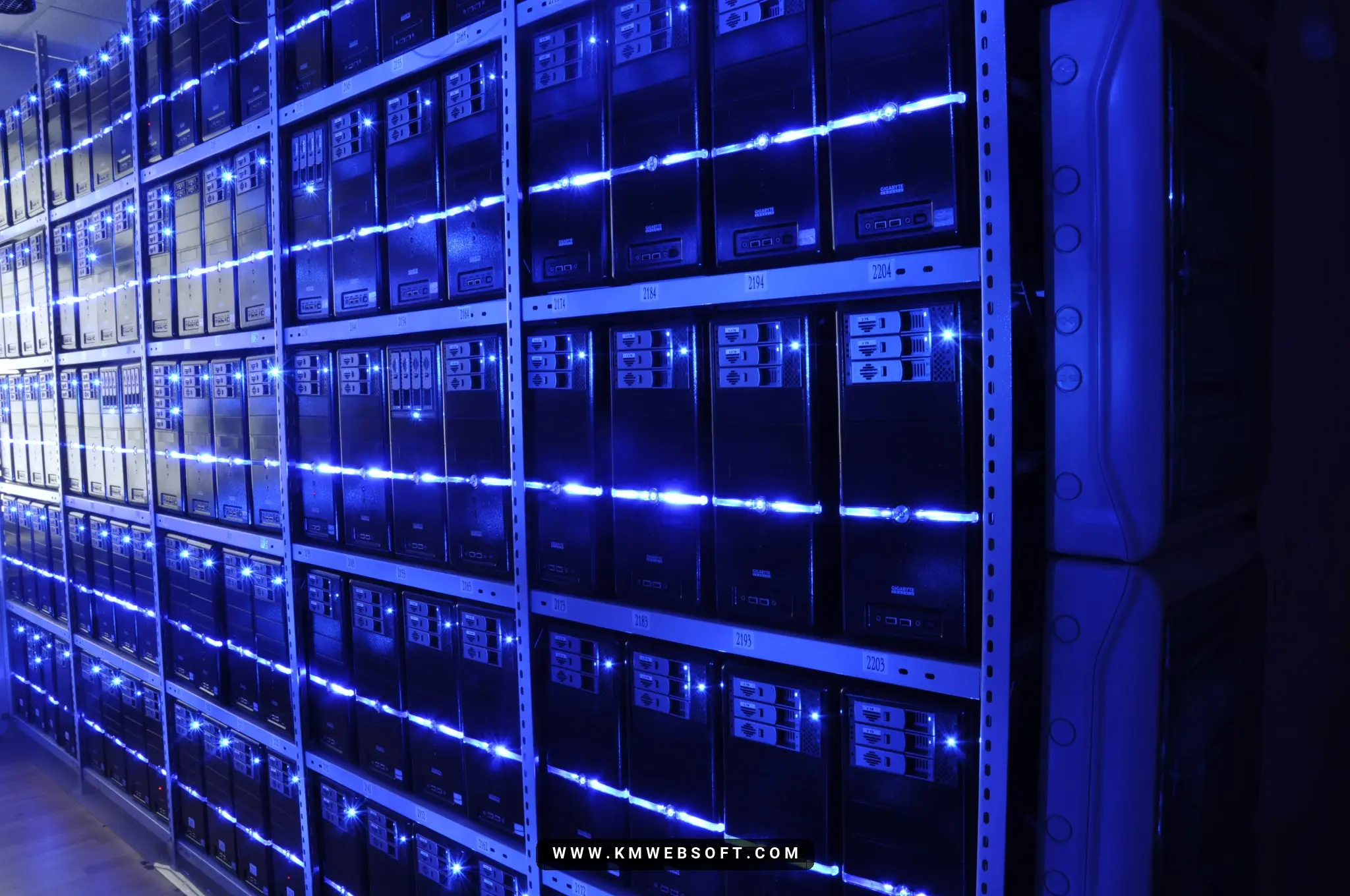 A server rack with an envelope symbol indicating high email deliverability on a dedicated server, white background