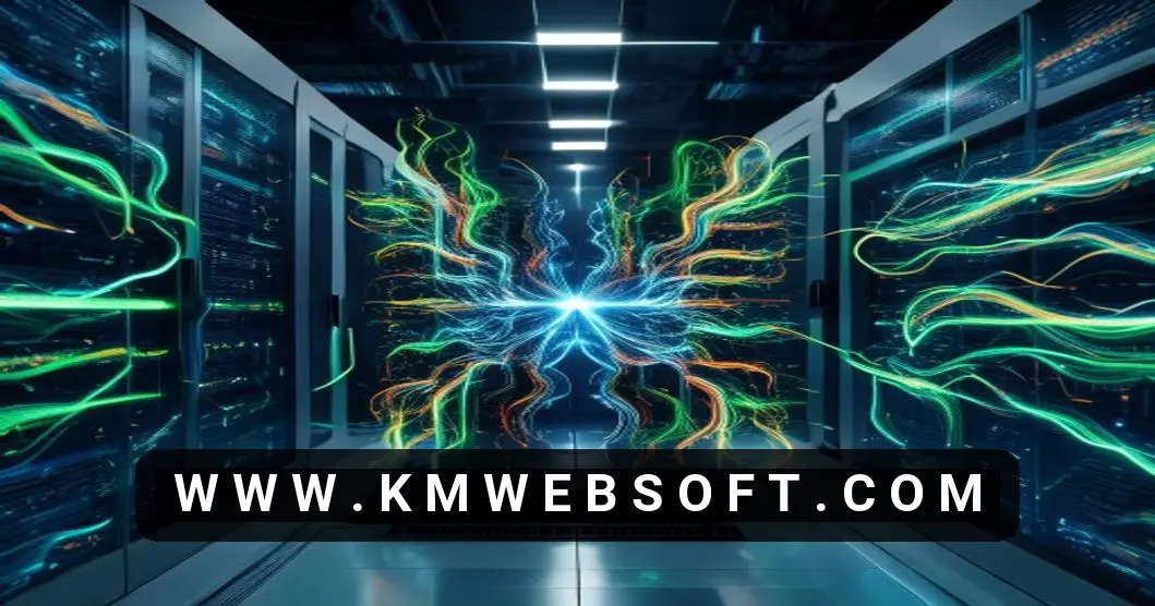 A highly detailed image of a futuristic Linux server environment optimized for AI performance. Sleek server racks glow with blue and green light, illustrating machine learning infrastructure and deep learning server setup. Abstract digital networks represent AI processing and GPU acceleration, while flowing light patterns symbolize efficient kernel tuning and resource management for high-performance AI development.