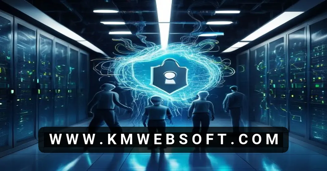 A highly detailed, text‑free illustration showing a secure Linux VPS rack with a holographic AI neural network, padlock icon, shielded environment, firewall lines, and authorized personnel—depicting best practices for securing AI models on a Linux VPS.